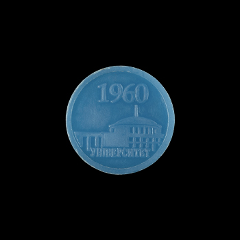 Пластиковый голубой жетон метро Киева, аверс, 1994 год, на чёрном фоне