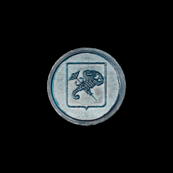 Пластиковый голубой жетон метро Киева, аверс, 1994 год, на чёрном фоне